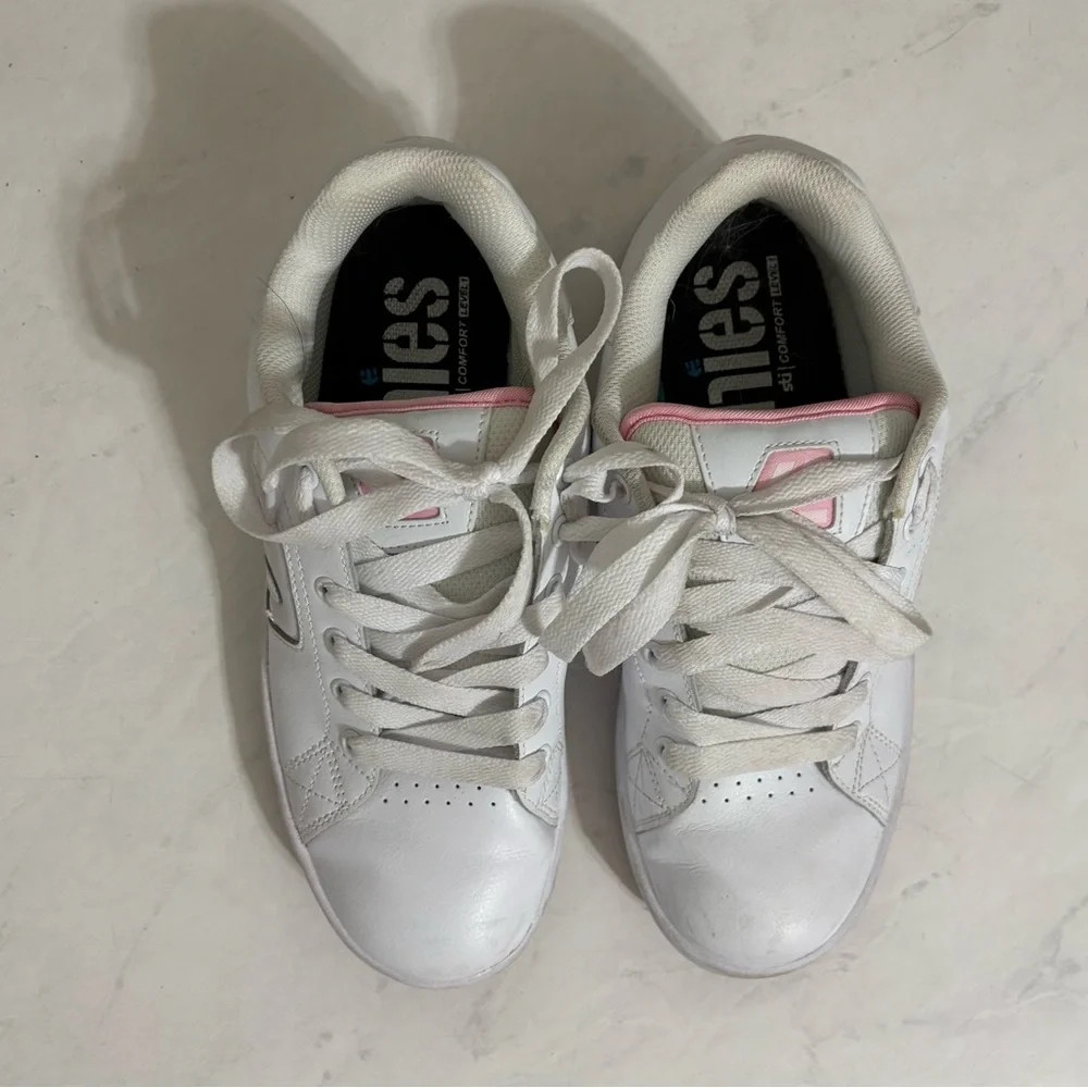 Etnies Y2K Women’s 9.5 Callicut White Pink Leather Lace Up Sneakers Skate Punk
